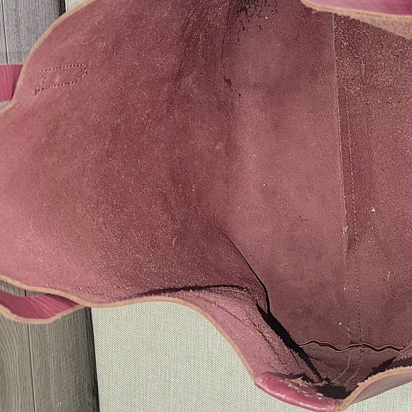 Large J.Crew Burgundy Striped Leather Tote Bag - Picture 12 of 14